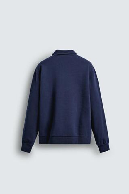 ZARA ТОЛСТОВКА-ПОЛО INTERLOCK НА МОЛНИИ, ЯРКО-СИНИЙ