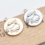 Подвеска Знак Зодиака Рыбы, цвет серебро, фианит, размер 16*14 мм, цена за 1 шт