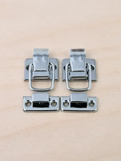 Замок чемоданный H-001 (2шт) ХРОМ, замок защёлка, замок лягушка, замок хромированный