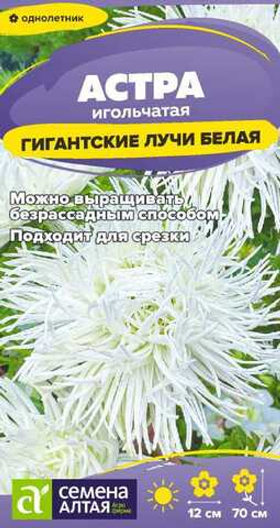 Астра Гигантские лучи Белая 0,2г Семена Алтая