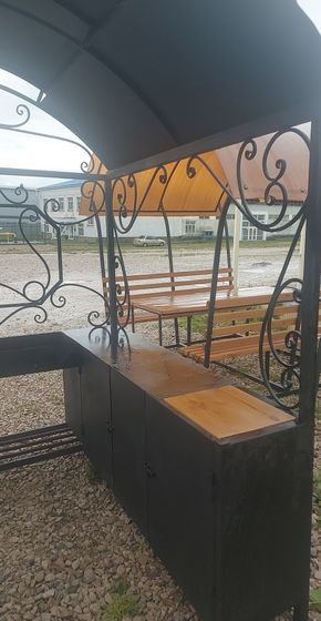 Мангал Беседка ковка (мангал + скамейка + столик )