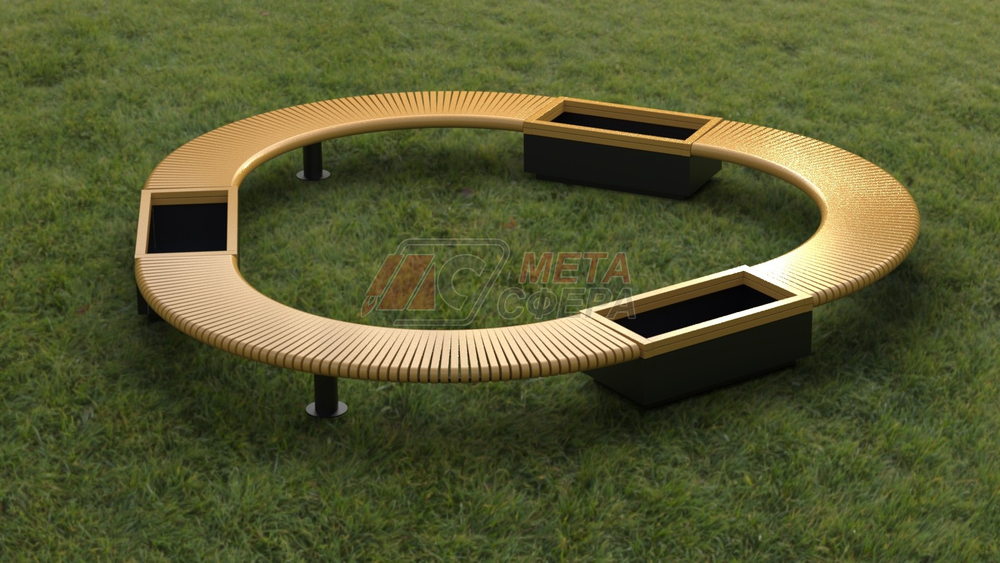 Лавка Rail Road 01 с 3-мя вазонами