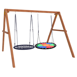 Деревянные качели с разноцветным гнездом Свиби и гнездом 100 см