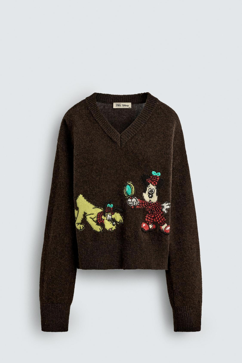 ZARA HARRY LAMBERT X DISNEY ДЖЕМПЕР PLUTO + MICKEY, ТЕМНО-КОРИЧНЕВЫЙ