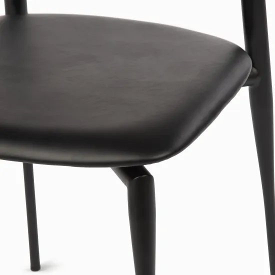 Обеденный стул Olten стальной каркас, сиденье черная экокожа, деревянная спинка