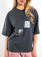 Футболка женская оверсайз Модная пресса (графит)