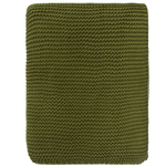 Плед из хлопка жемчужной вязки оливкового цвета из коллекции essential, 130х180 см