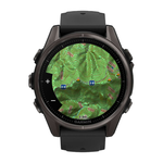 Спортивные часы Garmin fenix 8, 43 мм, AMOLED, титан с DLC, сапфир, силиконовый ремешок цвета чёрный/«серая галька» Тёмно-серый безель из титана с DLC-покрытием, AMOLED-дисплей. Ремешок с классической застёжкой — на запястье обхватом 108–182 мм