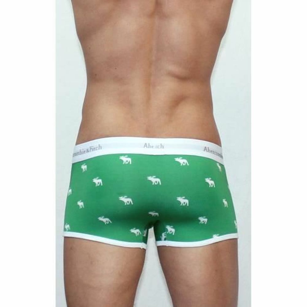 Мужские трусы боксеры Abercrombie&amp;Fitch зеленые с принтом "Лось" AF0020