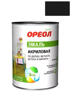 Эмаль универсальная акриловая Ореол глянцевая черная 0,9 кг