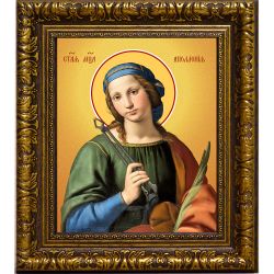 Святая Аполлония - покровительница стоматологов. Икона на холсте.