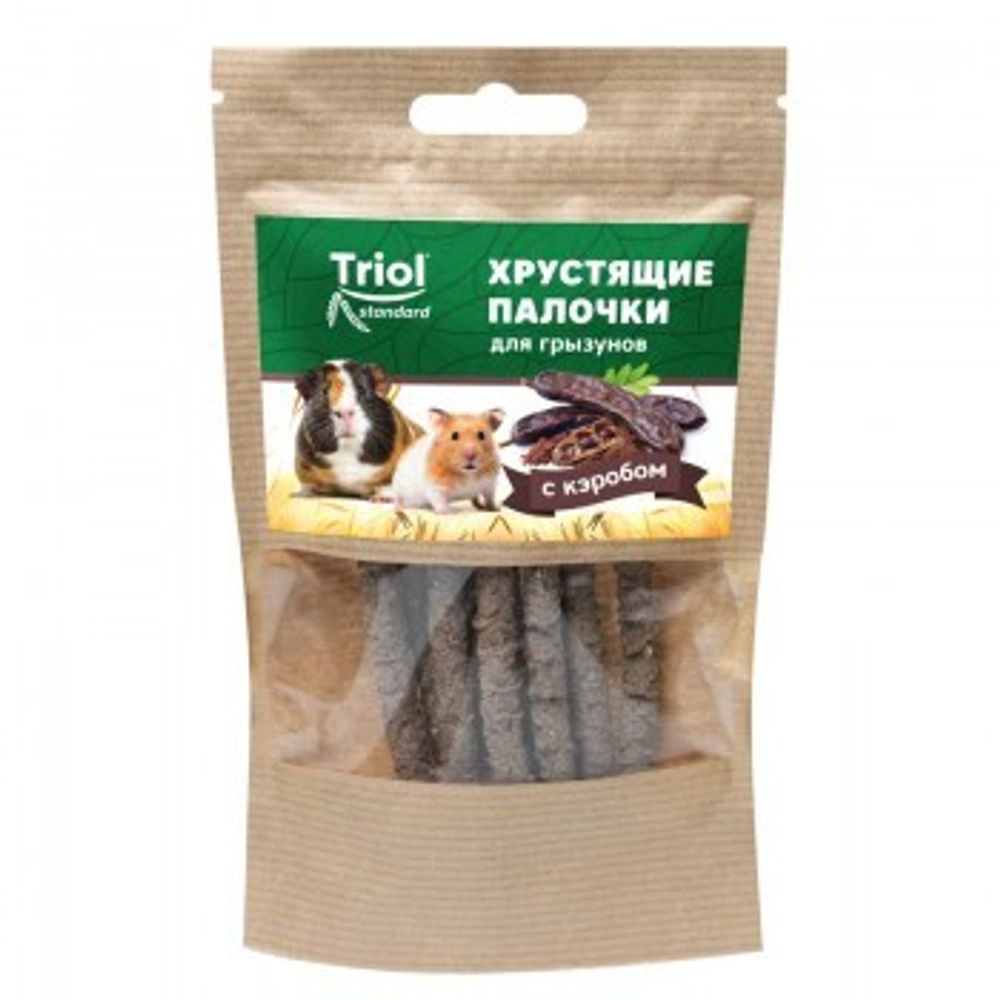 Triol Standard Лакомство хрустящие палочки для грызунов, с кэробом, 30 г