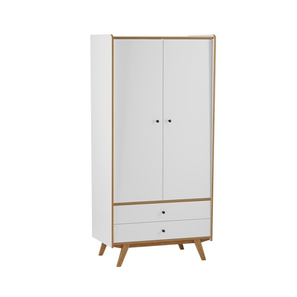 Шкаф 2х дверный «Винтаж» белый лак/браун