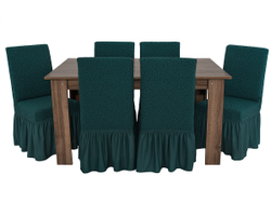 Чехол на стул с оборкой Жаккард, цвет Изумрудный, Набор 2 шт.