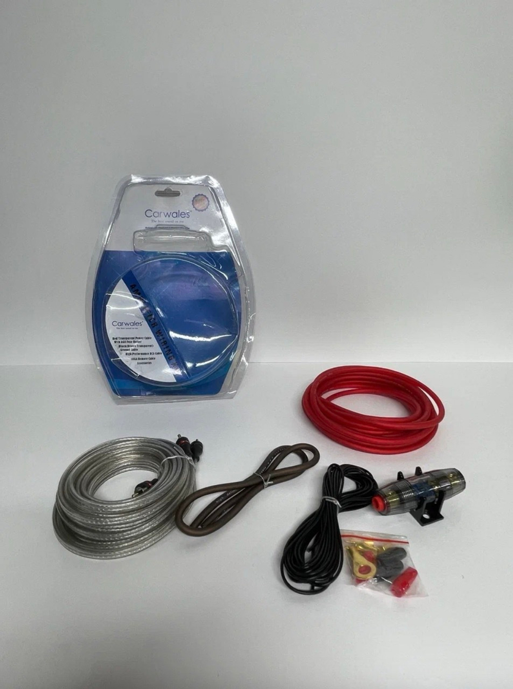 RA-08 / Комплект проводов для установки 2-х канального усилителя и сабвуфера, медные кабели, Carwales RA-08, TG (1 шт. / комплект)