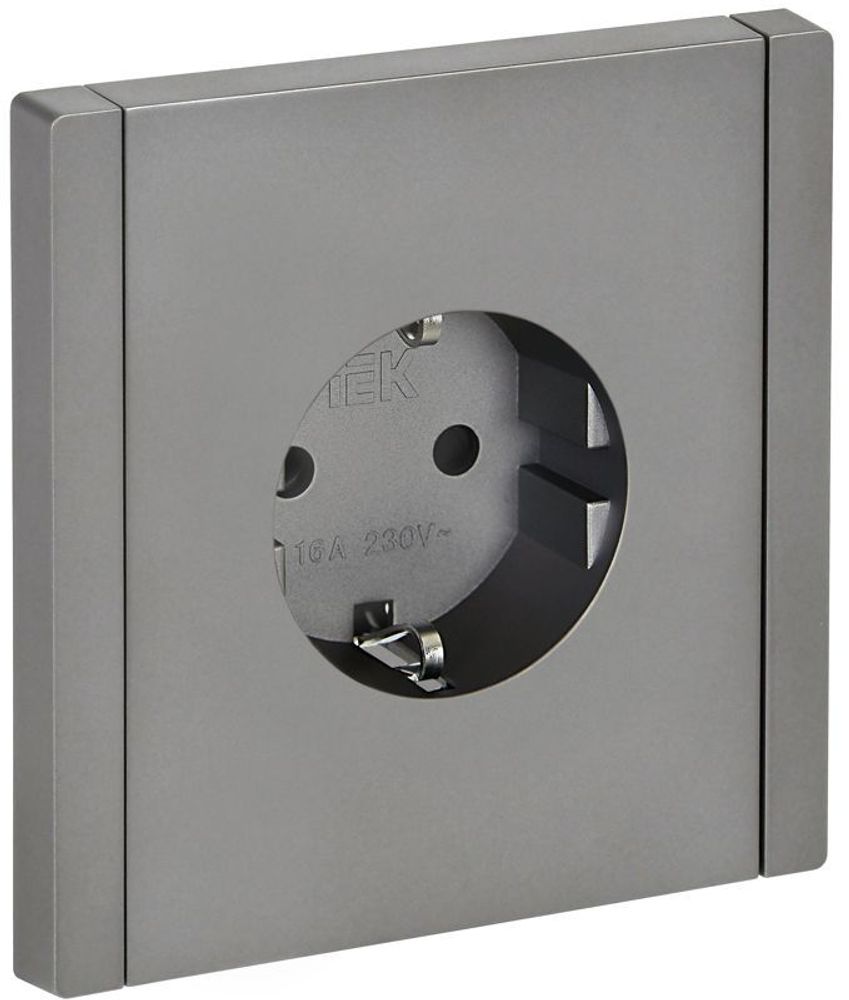Розетка СП FORTE&amp;PIANO FP515 16А с заземл. защ. шторки винт. крепл. сталь IEK FP-R14-16-K46