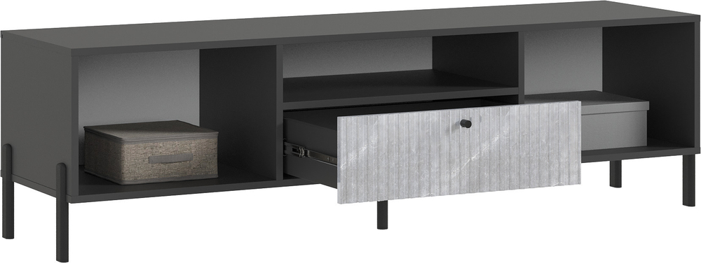 Тумба ТВ Оливия (малая) (металл), Графит, Мрамор Глянец
