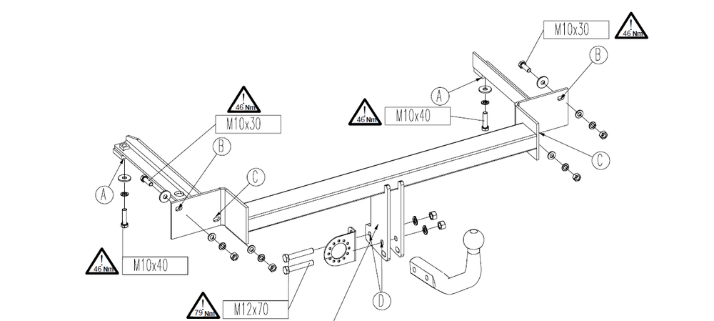 Фаркоп на Fiat Punto 3 Grande 2005-2010 шар тип A 50/1000, FA 03