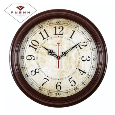 3527-122 Часы настенные круг d=35см, корпус коричневый "Ретро классика" "Рубин"