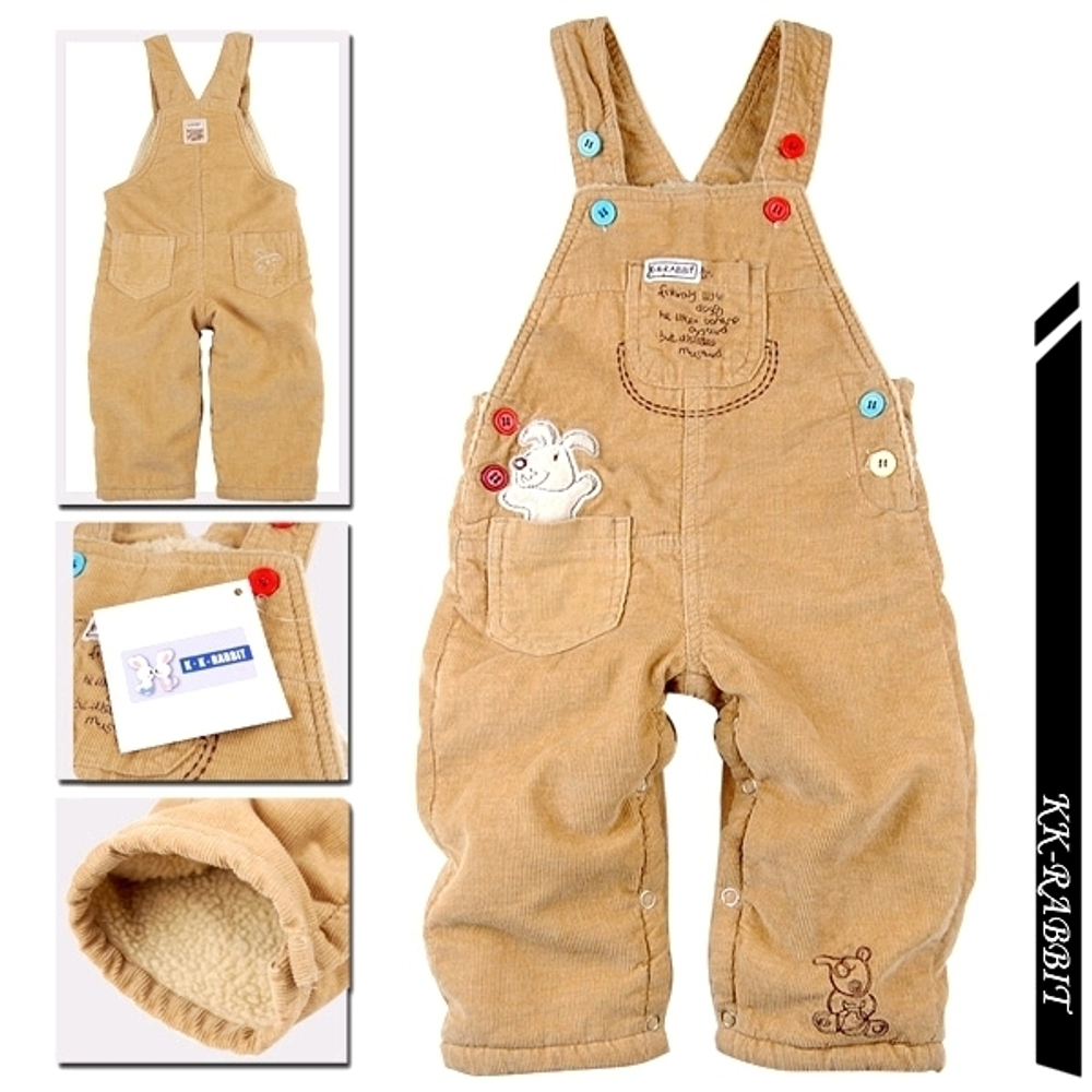 Комбинезон из вельвета на флисе с аппликацией зайца