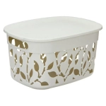 Коробка ФЛОРА 5,5л с крышкой белый ротанг 0,155*0,205*0,28 м (комплект 15 шт)