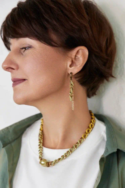 HMG 1332 Enamel chain olive серьги арт.0790