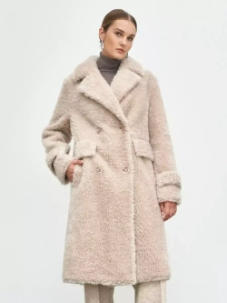 Шуба из шерсти мериноса чебурашка, светло-розовая, SilverFox