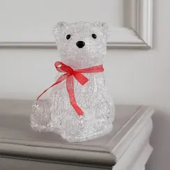 Светодиодная фигура Медведь с бантом 15×20×15 см., акрил, 20 LED, батарейки ААх3 (не в комплекте), Luazon Lighting (4357276)