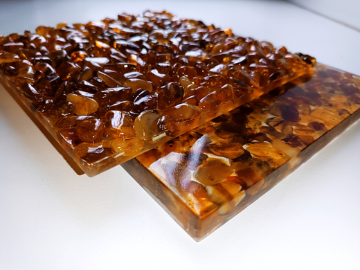 Плитка из янтаря (рельефная и гладкая)