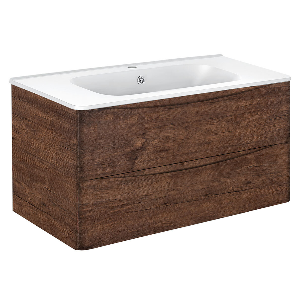 Тумба под раковину Vincea Paola 1000 подвесная, 2 выкатных ящика soft close, R.Wood