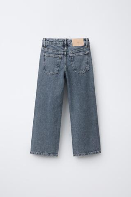 ZARA ДЖИНСЫ WIDE LEG С ЗАКЛЕПКАМИ, СИНИЙ МЕЛАНЖ