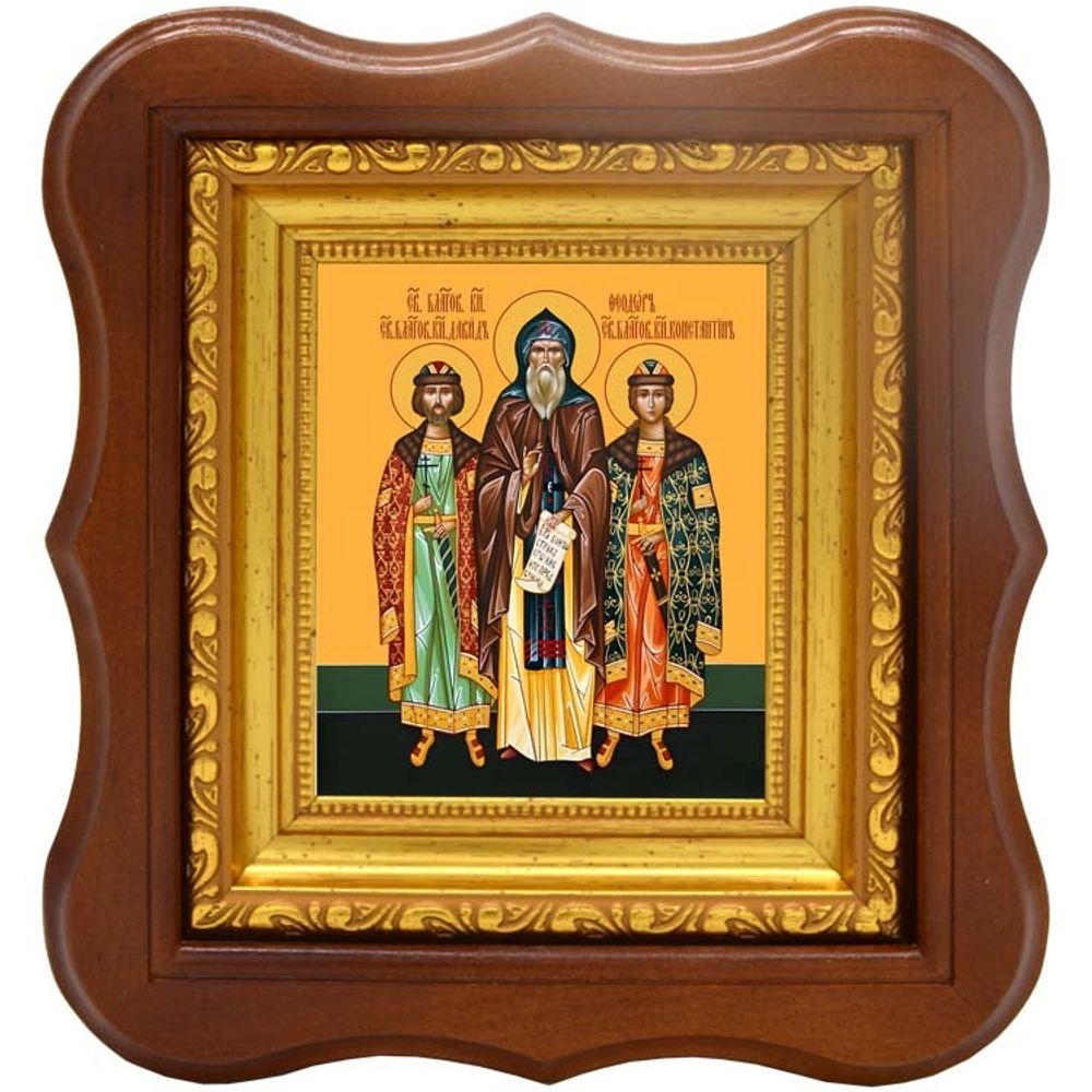 Феодор Смоленский, Ярославский и чада его Давид и Константин, Ярославские чудотворцы благоверные князья. Икона на холсте.