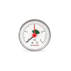 Манометр горизонтальный Varmega 4 бар 63мм НР 1/4" с указателем предела аксиальный 39604