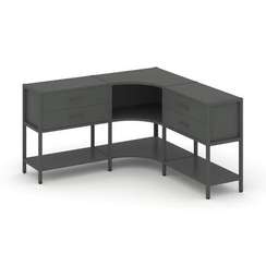 Shelf System Трехсекционный угловой стеллаж двухярусный с ящиками SN.STMU-231 Антрацит/Металл Антрац