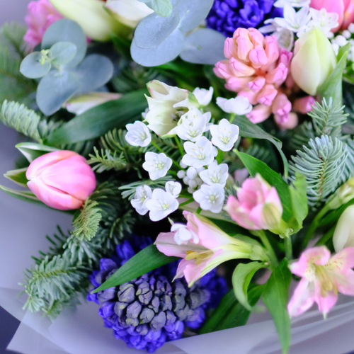 Купить Букет #365 с тюльпанами и гиацинтами