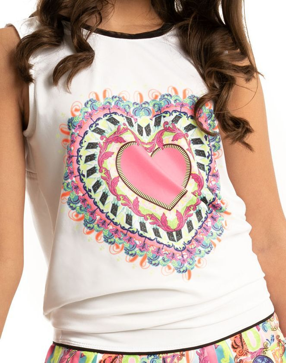 Футболка для девочки теннисная Lucky in Love Girls Rockin Rococo Rockin' Heart Tie Back Tank - white
