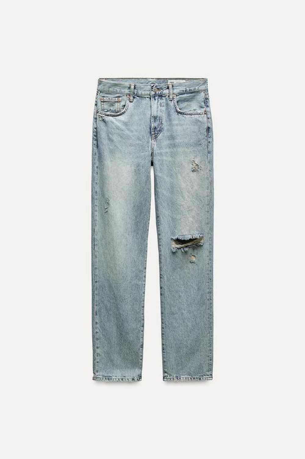 ZARA ДЖИНСЫ RELAXED СО СРЕДНЕЙ ПОСАДКОЙ — ZW COLLECTION, ГОЛУБОЙ