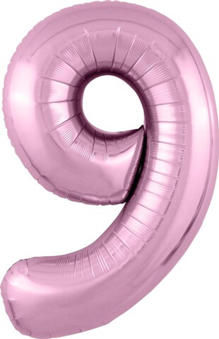 Шар (40''/102 см) Цифра, 9 Slim, Розовый фламинго