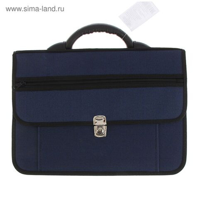 Портфель деловой 380 х 270 х 150 мм, текстильный, 3 отделения, К 1С14 Павловск , синий