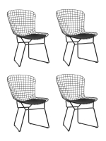 Стул обеденный Bertoia черный с черной подушкой 4 шт