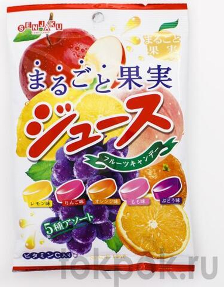 Леденцовая карамель ассорти фруктовых вкусов Senjaku, 70 гр