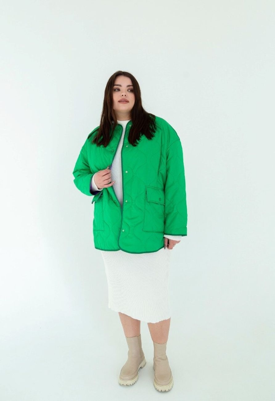 Куртка короткая, стеганая, зеленый