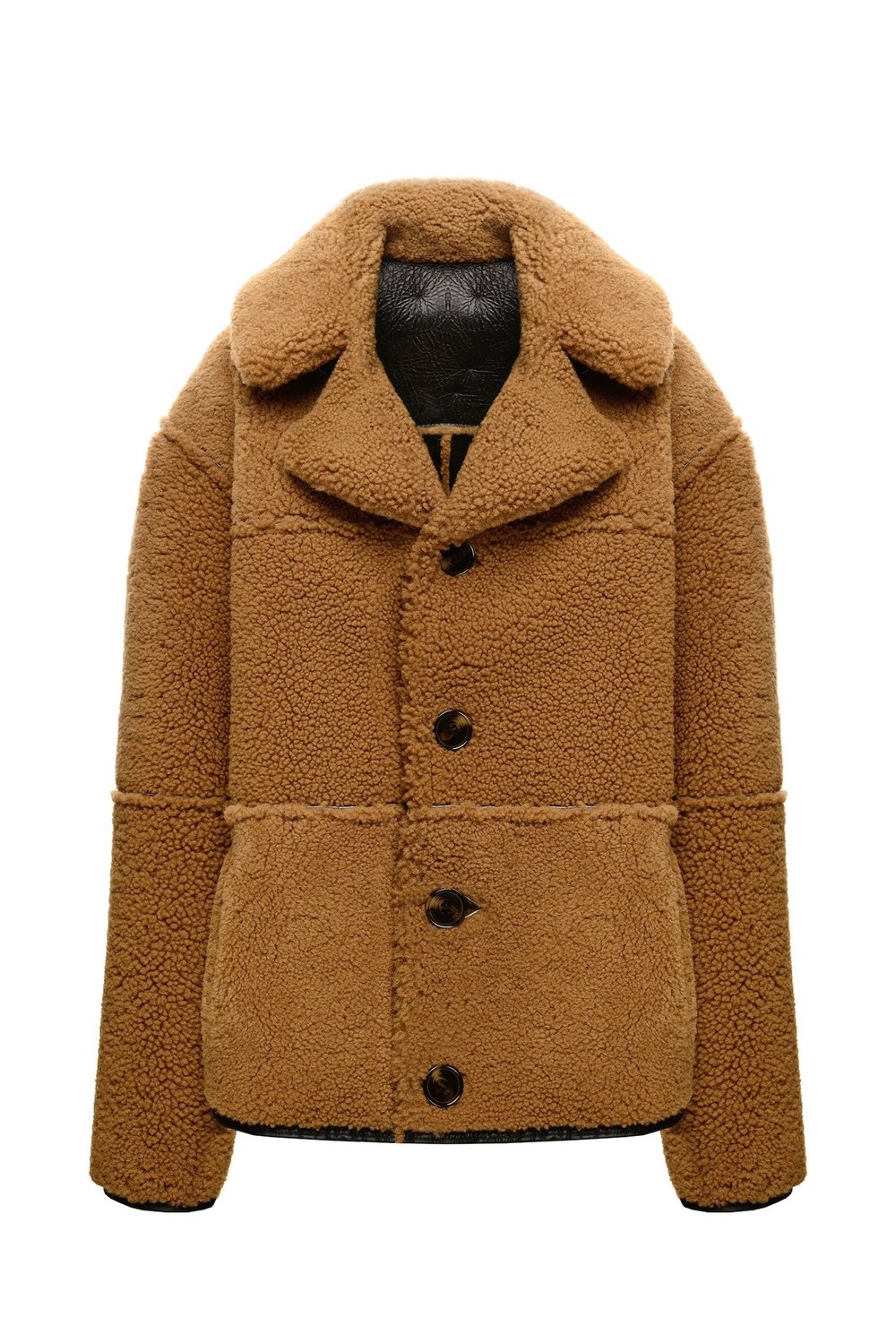 Чёрно-коричневая двусторонняя шуба-дублёнка