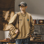 Лонгслив мужской с принтом на спине ,трикотажный 350 г, сезон осень/зима,