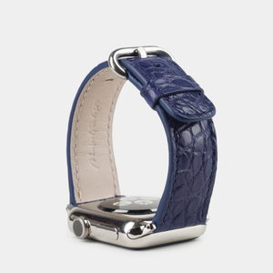 Ремешок для Apple Watch 40/41/42 mm из кожи аллигатора, синего цвета