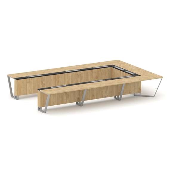 Steel Meet Стол переговорный П-образный KMK-PR.B.SP-15P Тиквуд Светлый/Графит Глянец/Металл Серый 48