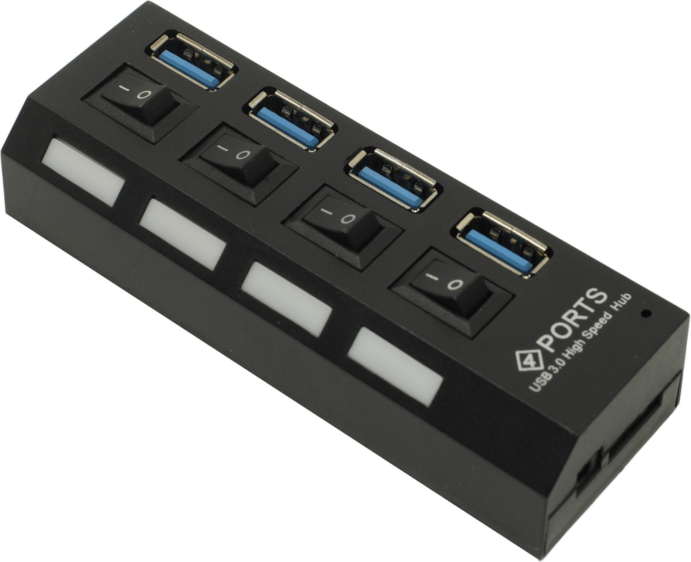 Smartbuy <SBHA-7304-B> 4-port USB3.0  Hub  с выключателями