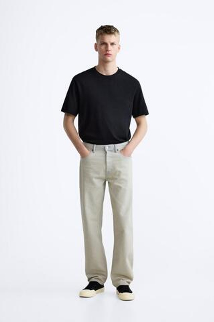 ZARA ДЖИНСЫ STRAIGHT-LEG, КАМЕННО-СЕРЫЙ
