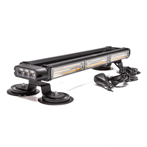 Маяк-стробоскоп 12/24 В, 42 Вт, желтый, 4-стор. (3+3+2 блока COB), 18 реж., крепление на магните, прикуриватель (провод 3м), 450*120*78 мм