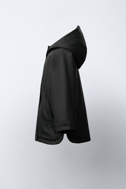 ZARA ПРОРЕЗИНЕННАЯ КУРТКА WATER REPELLENT, ЧЕРНЫЙ